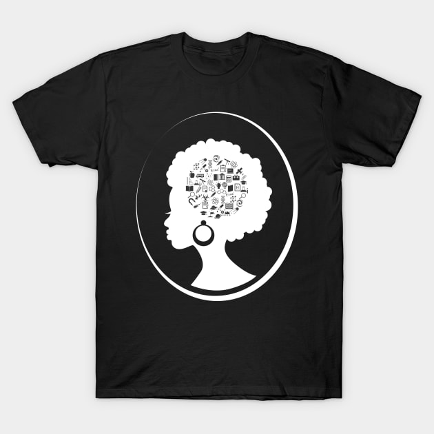 Science on the Afro (Light Design) T-Shirt by Blerdy Laundry